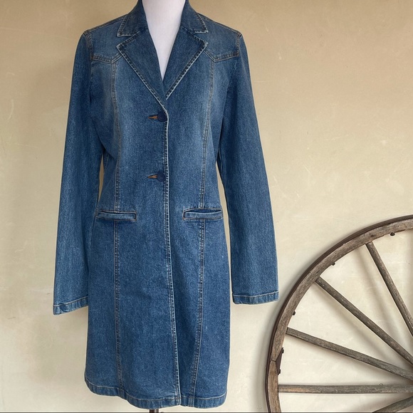 OOAK EMBROIDERED POLO PONY HORSE SCENE Denim Coat by Halogen Woman’s S Vtg RARE! - Picture 3 of 15